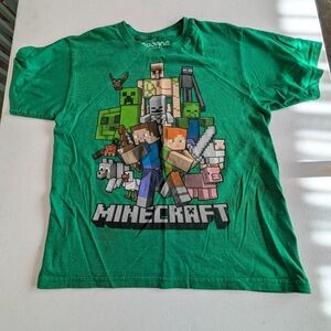 Kids Minecraft Action Mob  Graphic T Shirt Green Short Sleeve Size Medium